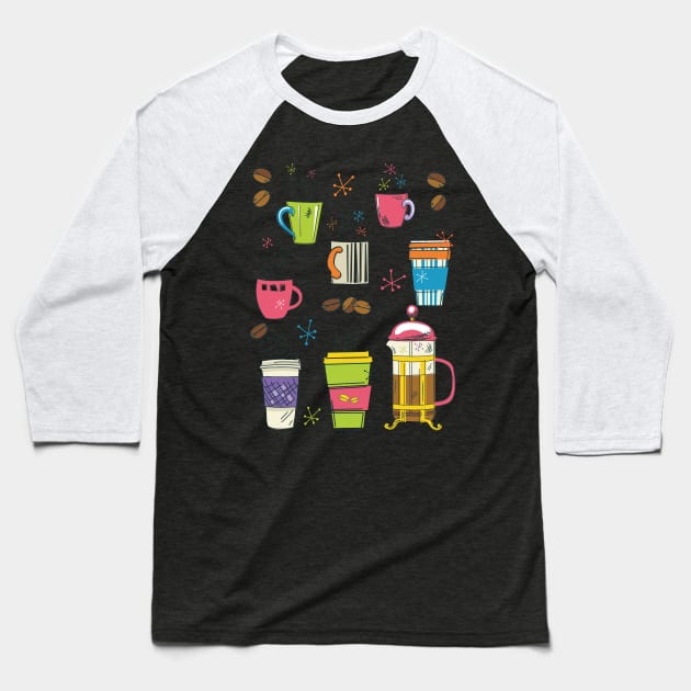 Cute Coffee Art Baseball T-Shirt by SWON Design